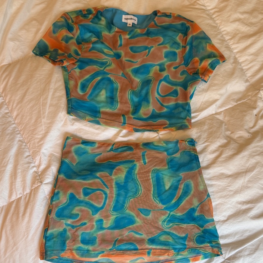 Superdown Mini Skirt and Crop Top Set